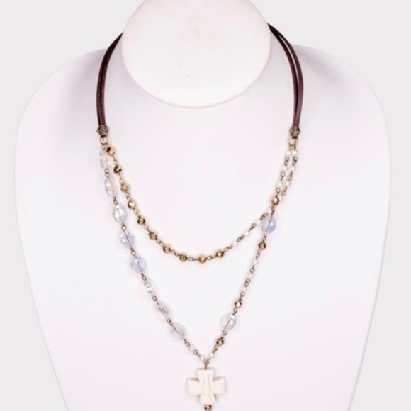 Boho Willow Cross Layered Necklace - Picture 1 of 7